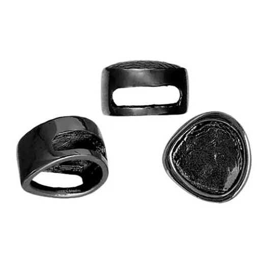13 x 15mm Gunmetal Baroque Round Hammered Slider, 3 Pcs 13 x 15mm Gunmetal Baroque Round Hammered Slider, 3 Pcs