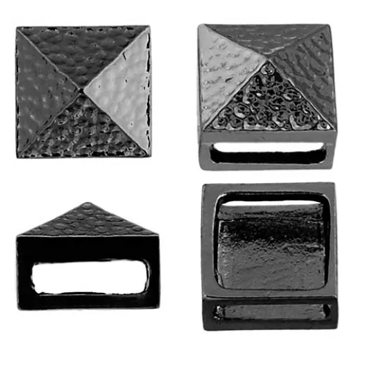 10 x 13mm Square Spike Slider Hammered, Gunmetal, 2 Pcs 10 x 13mm Square Spike Slider Hammered, Gunmetal, 2 Pcs
