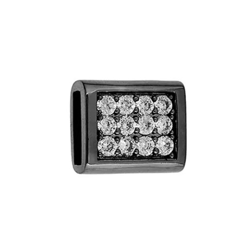 Rectangle Gunmetal Slider with Crystals, 15mm Rectangle Gunmetal Slider with Crystals, 15mm