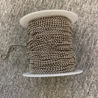1mm Ball Chain, 2m length. Antique Silver Colour.