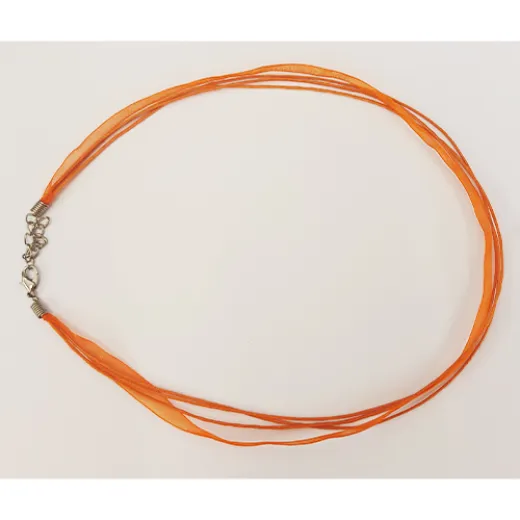 Ready Made Ribbon Necklace with Clasp, Orange Ready Made Ribbon Necklace with Clasp, Orange