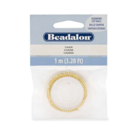 Double Ball Chain, Gold Plated, 1 Metre Length Double Ball Chain, Gold Plated, 1 Metre Length