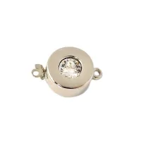 12mm Claspgarten White Bronze Push Clasp with Swarovski clear crystal embellishment