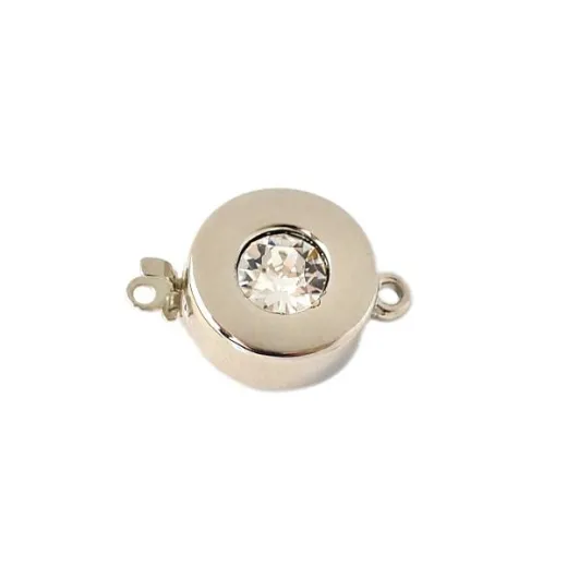 12mm Claspgarten White Bronze Push Clasp with Swarovski clear crystal embellishment 12mm Claspgarten White Bronze Push Clasp with Swarovski clear crystal embellishment