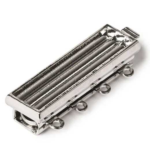 Delica customisable 4 strand Claspgarten White Bronze Plated Push Clasp , 26x7mm Delica customisable 4 strand Claspgarten White Bronze Plated Push Clasp , 26x7mm