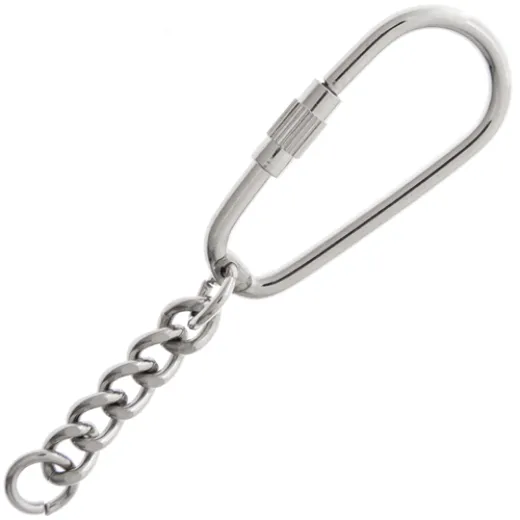 Silver Colour, Large Oval Key Chain, Carabiner Style With Screw Clasp. Pack of 5 Silver Colour, Large Oval Key Chain, Carabiner Style With Screw Clasp. Pack of 5