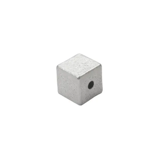 Matte Silver Plated Pewter Large Cube, 1/2" Matte Silver Plated Pewter Large Cube, 1/2"