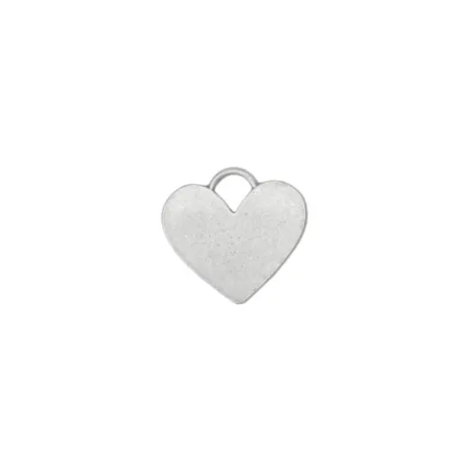 Matte Silver Plated Pewter Heart with Loop, 7/8" Matte Silver Plated Pewter Heart with Loop, 7/8"