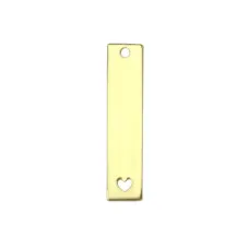 Gold Plated Pewter Rectangle with Heart, 1 3/8 x 1/2"