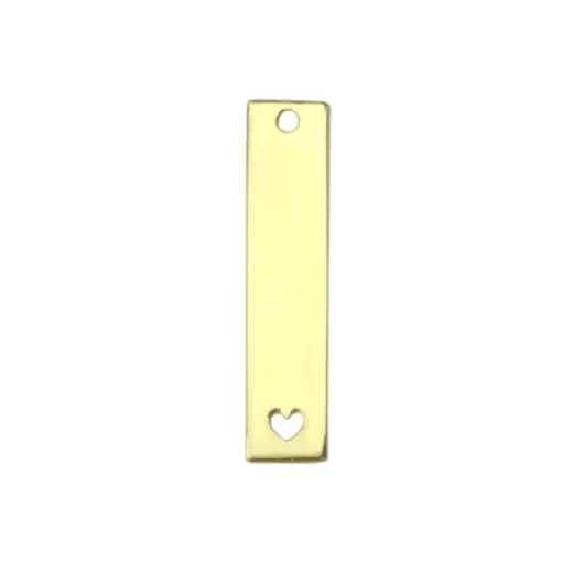 Gold Plated Pewter Rectangle with Heart, 1 3/8 x 1/2" Gold Plated Pewter Rectangle with Heart, 1 3/8 x 1/2"