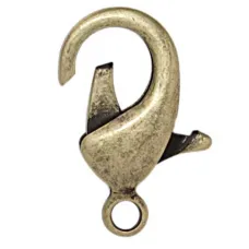12mm Antique Brass Colour Lobster Clasps, Pack of 10