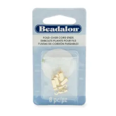 Cord Ends, Fold-Over, 4.6mm (.181 in) O.D., 12mm (.472 in) length, Gold Color E-...