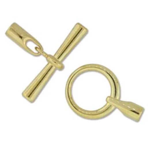 Large Glue-in Toggle Clasp, I.D 3.2mm, Gold Large Glue-in Toggle Clasp, I.D 3.2mm, Gold