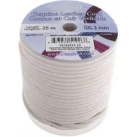 White, 3mm Round Leather, 2m length