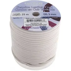 White, 3mm Round Leather, 2m length