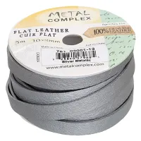 Metallic Silver, 10x2mm Leather in multiples of 20cm