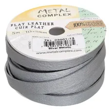 Metallic Silver, 10x2mm Leather in multiples of 20cm