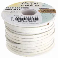 Metallic White Flat Leather 5x2mm by the metre (maximum 5m) Metallic White Flat Leather 5x2mm by the metre (maximum 5m)