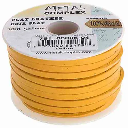 Yellow Flat Leather 5x2mm by the metre (maximum 5m) Yellow Flat Leather 5x2mm by the metre (maximum 5m)