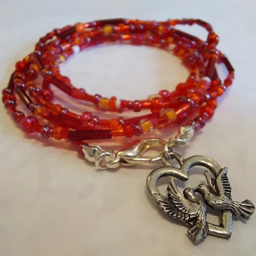 Red Lovebirds Charm Seed Bead Wrap Bracelet Kit Red Lovebirds Charm Seed Bead Wrap Bracelet Kit