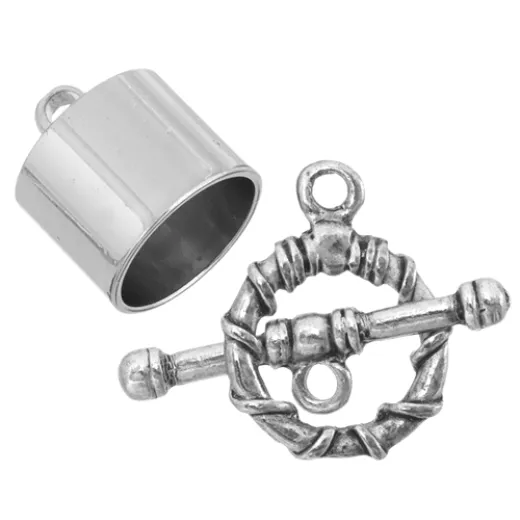 Kumihimo Finding Kit Silver 12mm End Cap/Jump Ring/Toggle Kumihimo Finding Kit Silver 12mm End Cap/Jump Ring/Toggle