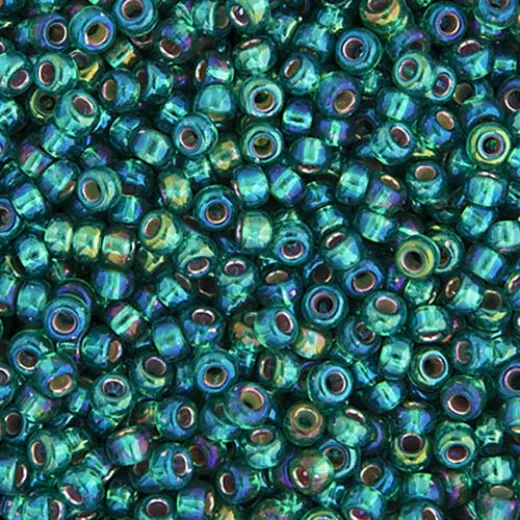 Emerald Silver Lined AB Miyuki 11/0 Seed Beads, 22g, Colour 1017 Emerald Silver Lined AB Miyuki 11/0 Seed Beads, 22g, Colour 1017