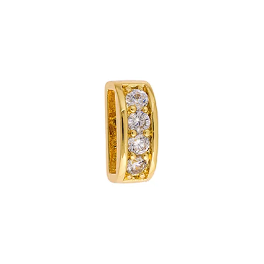 Leather Slider, 4mm, Gold with Crystals Leather Slider, 4mm, Gold with Crystals