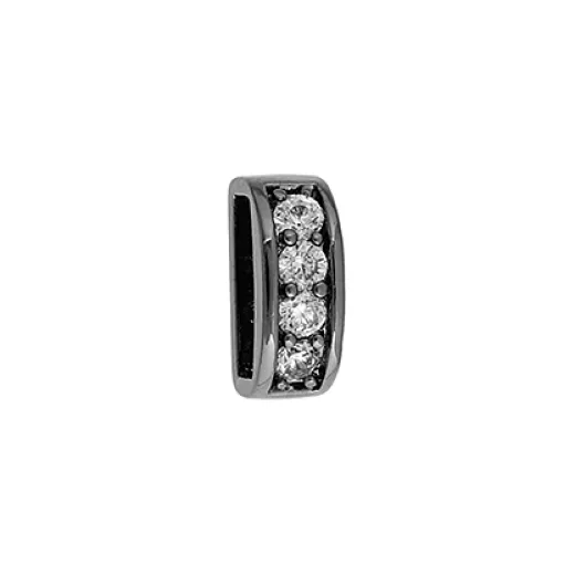Leather Slider, 4mm, Gunmetal with Crystals Leather Slider, 4mm, Gunmetal with Crystals