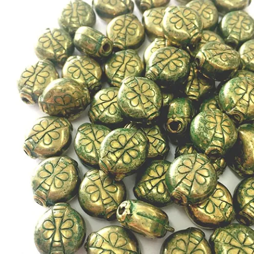 12mm Bug Green Patina Brass Bead, pack of 4. 12mm Bug Green Patina Brass Bead, pack of 4.