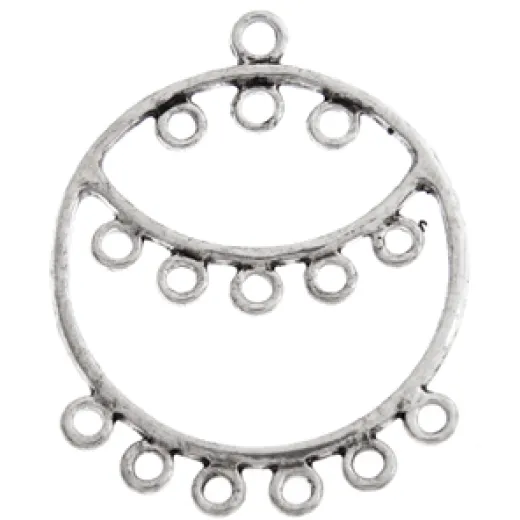 Chandelier Earring 35x33mm, 14 Rings Antique Silver, 1 Pair Chandelier Earring 35x33mm, 14 Rings Antique Silver, 1 Pair
