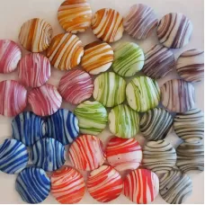 Matte Glass Swirl Beads, Flat Discs Bundle
