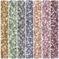 Miyuki 11/0 Delica Soft Vintage Pastel Silverlined Bundle