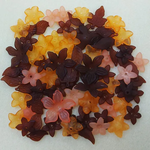 Lucite Flower and Leaf Mix - Chocolate Orange Lucite Flower and Leaf Mix - Chocolate Orange