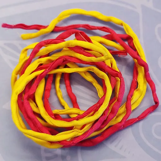 Habotai Foulard Cord, Approx. 7m, Yellow and Garnet Mix Habotai Foulard Cord, Approx. 7m, Yellow and Garnet Mix