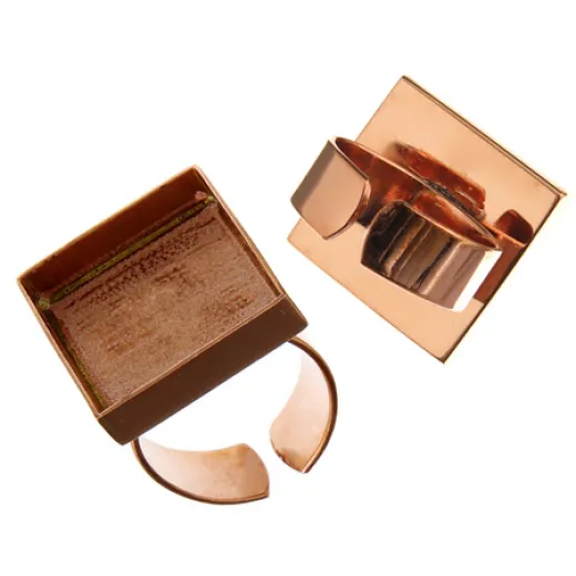 100% Copper Handmade Bezel, Square Ring, 21 x 3mm 100% Copper Handmade Bezel, Square Ring, 21 x 3mm