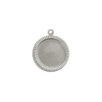 20ga Aluminium Circle with Patterned Bezel and ring, 3/4" (19mm) stamping blank Pack of 8