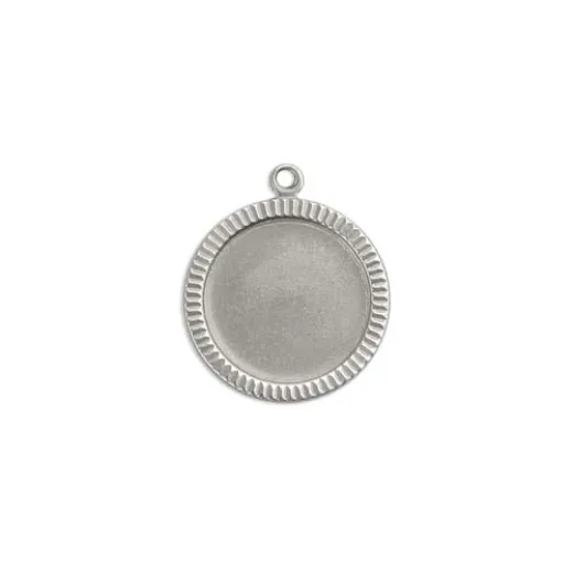 20ga Aluminium Circle with Patterned Bezel and ring, 3/4" (19mm) stamping blank Pack of 8