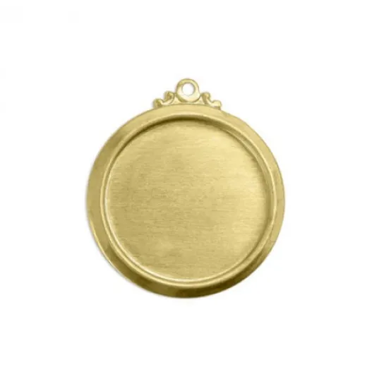ImpressArt 24ga Brass Circle with Fancy Bezel, 3/4", Pack of 4