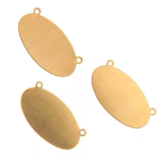 24ga Brass Oval Tag with Rings, 25 x 12mm, Pack of 4 24ga Brass Oval Tag with Rings, 25 x 12mm, Pack of 4