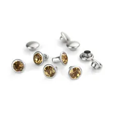 ImpressArt Light Topaz Czech Crystal Rivets, 6mm, 10 pieces (5 Sets)