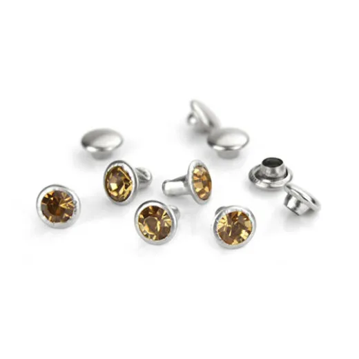 ImpressArt Light Topaz Czech Crystal Rivets, 6mm, 10 pieces (5 Sets) ImpressArt Light Topaz Czech Crystal Rivets, 6mm, 10 pieces (5 Sets)