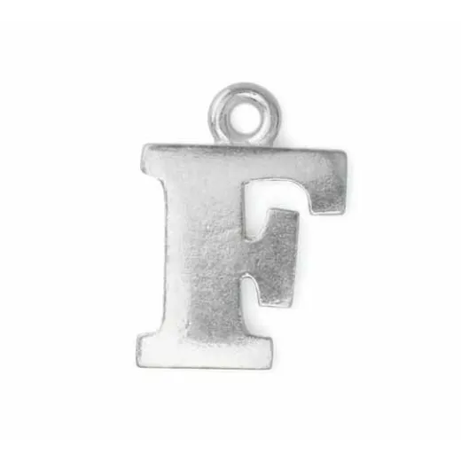 Letter Charm F, Pewter, 3/4" (19mm) Letter Charm F, Pewter, 3/4" (19mm)