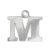Letter Charm M, Pewter, 3/4" (19mm)