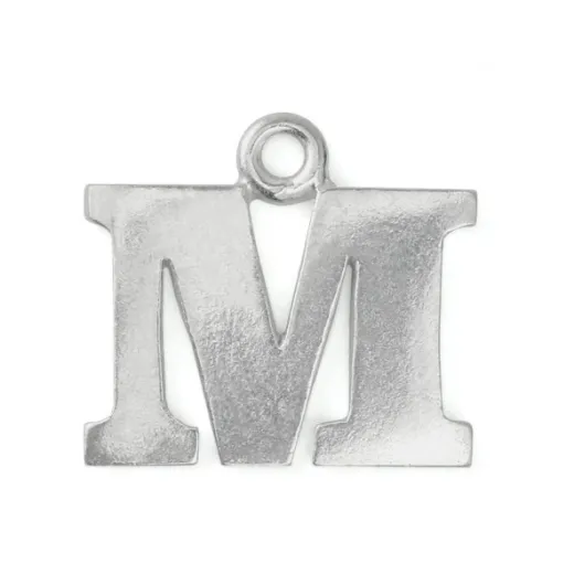 Letter Charm M, Pewter, 3/4" (19mm) Letter Charm M, Pewter, 3/4" (19mm)