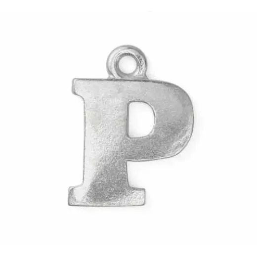 Letter Charm P, Pewter, 3/4" (19mm) Letter Charm P, Pewter, 3/4" (19mm)
