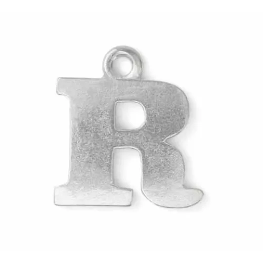 Letter Charm R, Pewter, 3/4" (19mm) Letter Charm R, Pewter, 3/4" (19mm)