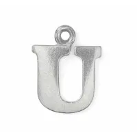 Letter Charm U, Pewter, 3/4" (19mm)