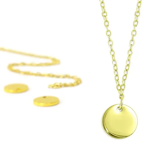 Pack of 5 ImpressArt Personal Impressions, Gold Plated 16 Gauge 18" Necklace with Small 10mm Circle Tag Pack of 5 ImpressArt Personal Impressions, Gold Plated 16 Gauge 18" Necklace with Small 10mm Circle Tag