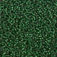 Dyed Semi-Matte Dark Green Silver Lined Miyuki 15/0 seed beads, colour 1642, 8.2g approx.