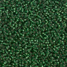 Dyed Semi-Matte Dark Green Silver Lined Miyuki 15/0 seed beads, colour 1642, 8.2...